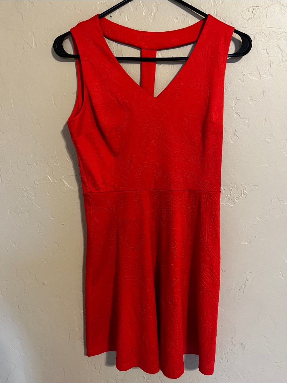 Sweet Storm Red V-Neck Mini Dress skater vibrant orange red cage cutout back md